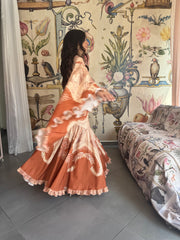 Abito Maxi "Foliage d'Antan" – Vestito Lungo con Maniche a Campana e Volant