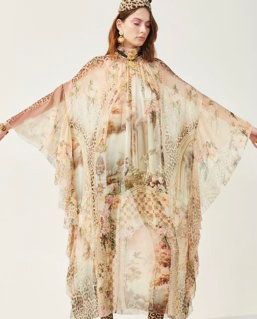 Abito kimono stampa floreale – caftano elegante leggero donna stile luxury