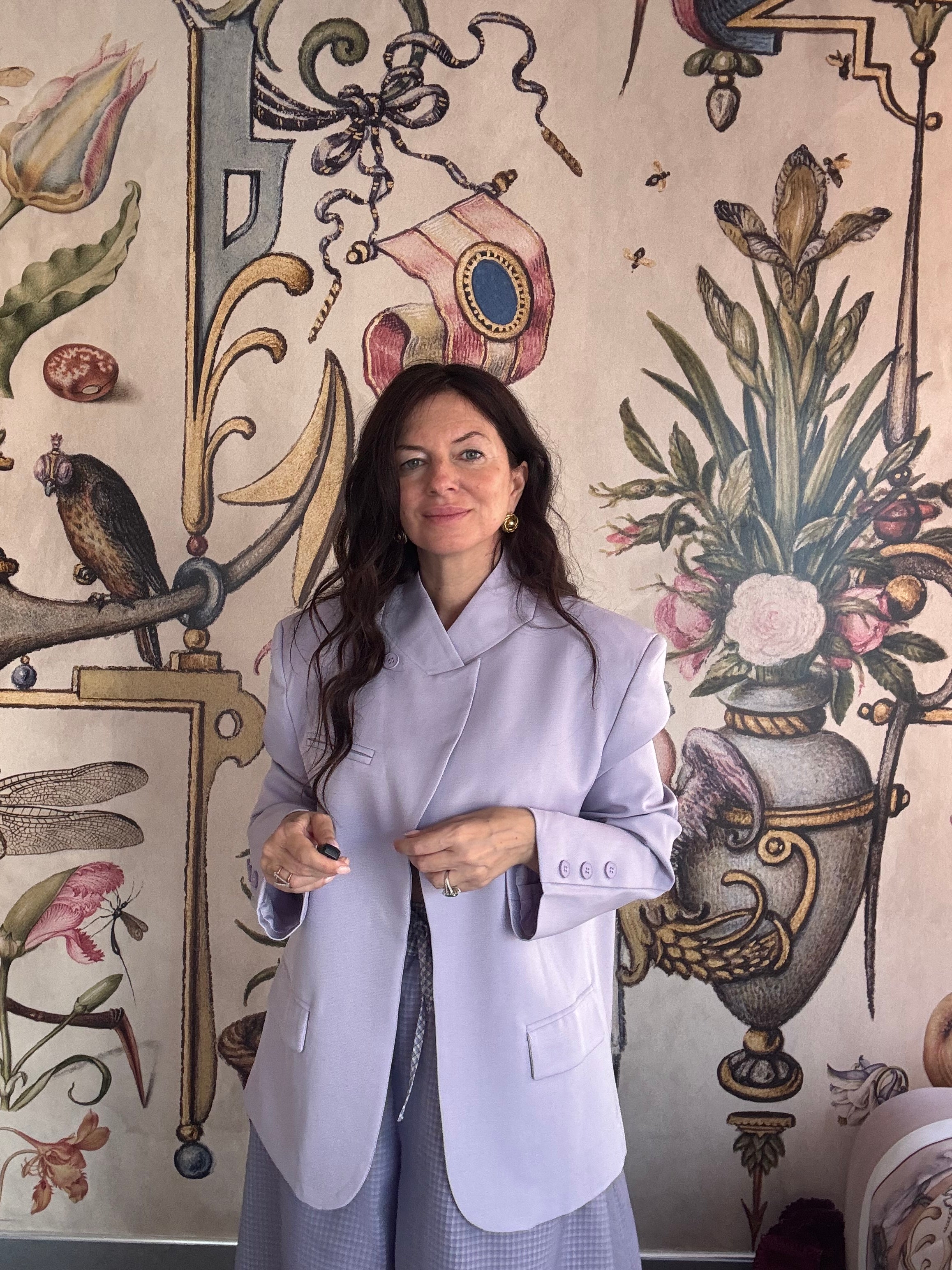 Blazer Strutturato "Lilac Zen" a Collo Rialzato