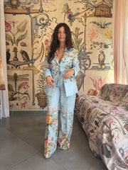 Completo Lumina Donna Elegante Floreale - Giacca Avvitata e Pantalone Largo