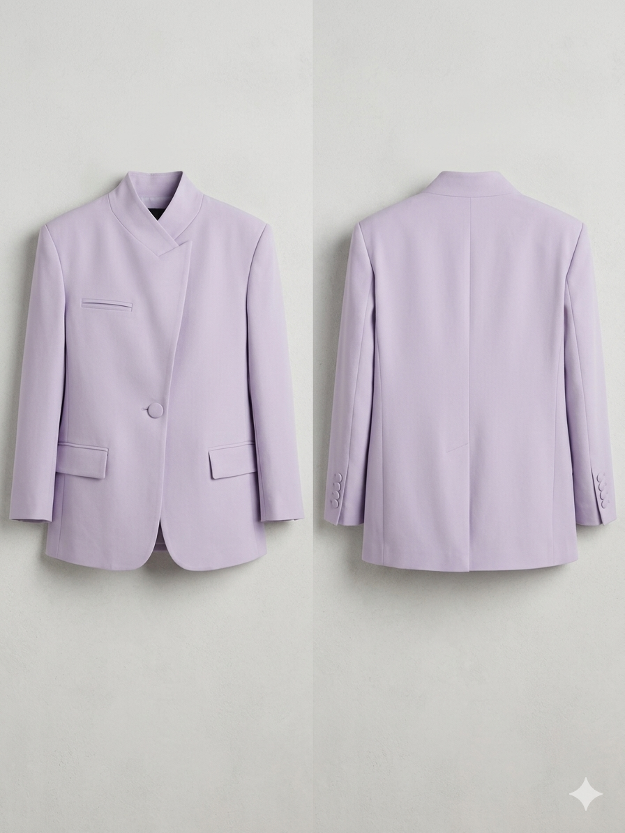 Blazer Strutturato "Lilac Zen" a Collo Rialzato