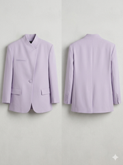 Blazer Strutturato "Lilac Zen" a Collo Rialzato