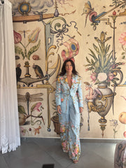 Completo Lumina Donna Elegante Floreale - Giacca Avvitata e Pantalone Largo