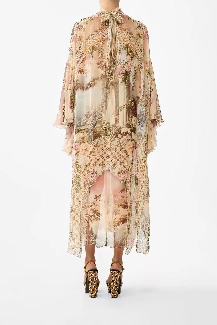 Abito kimono stampa floreale – caftano elegante leggero donna stile luxury