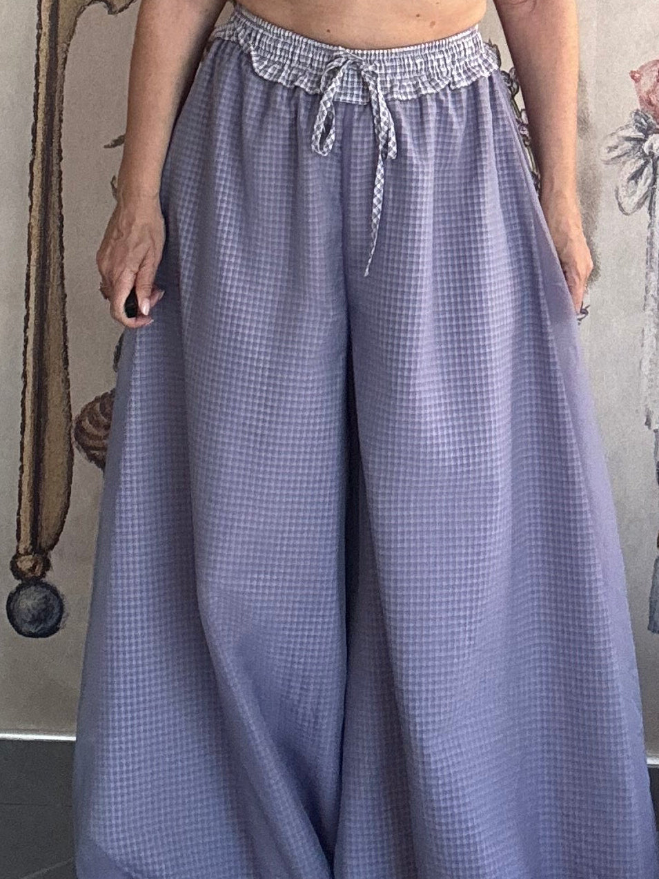 Pantaloni balloon "Gingham Aura" in Doppio Strato