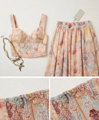 Completo "Ethereal Garden" Bustier & Maxi Skirt