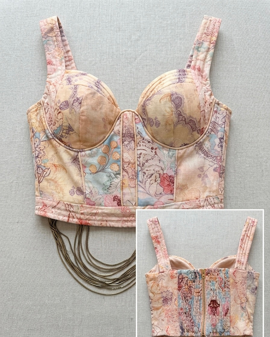 Completo "Ethereal Garden" Bustier & Maxi Skirt