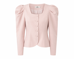 Giacca Couture Rosa Cipria con Spalle Scultura