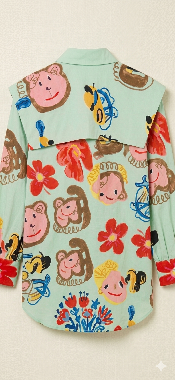 Camicia Artistic pop verde menta